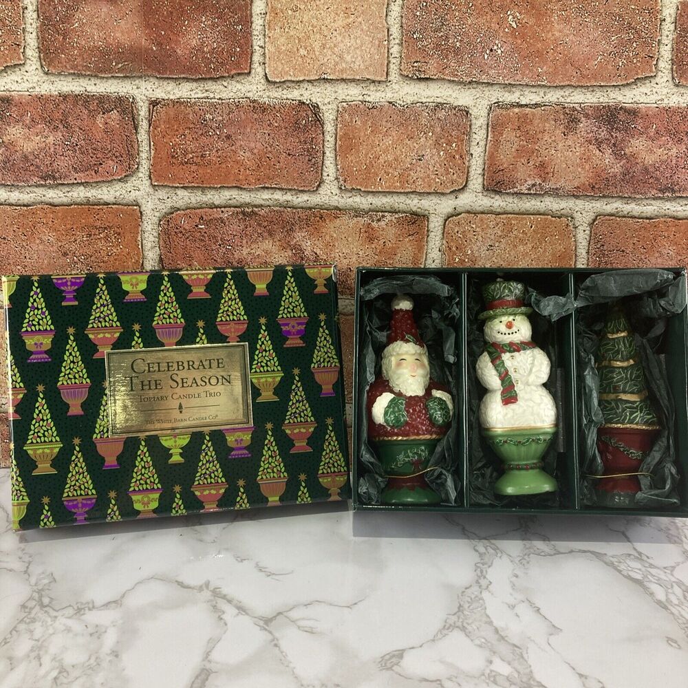Christmas Topiary Candle Trio by The White Barn Candle Co. Santa Snowman Holiday